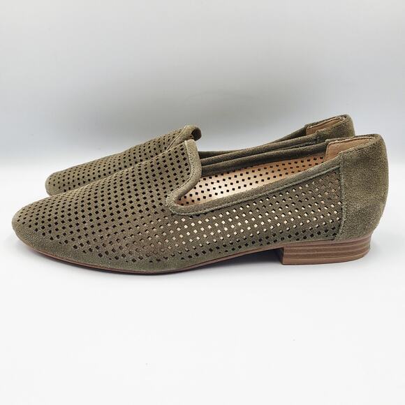 Violet & Red Salem Olive Green Suede Perforated Flat Loafers Women's Size 8 M - Picture 3 of 11